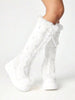ROMWE Women's Round Toe Punk Lace-Up Side Zipper Platform Thick Sole Boots With Fur Lining, Fashion Over-The-Knee, Autumn/Winter New Arrival Y2K 2000s Style